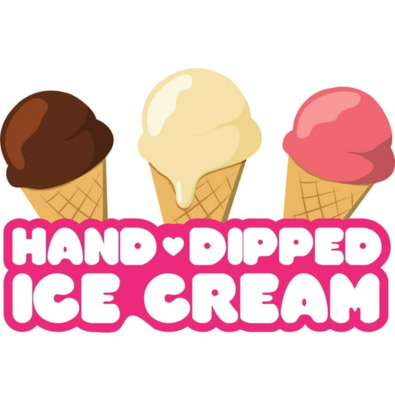 SignMission 8 in. Hand Dipped Ice Cream Concession Decal Sign - Cart Trailer Stand Sticker Equipment