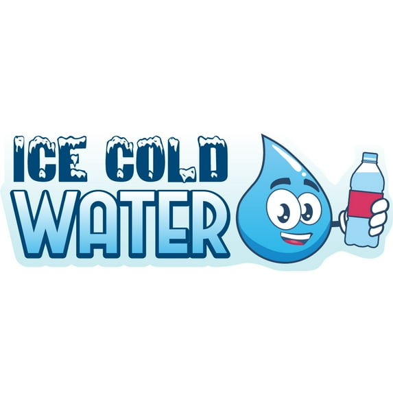 SignMission 8 in. Ice Cold Water Concession Decal Sign - Cart Trailer Stand Sticker Equipment