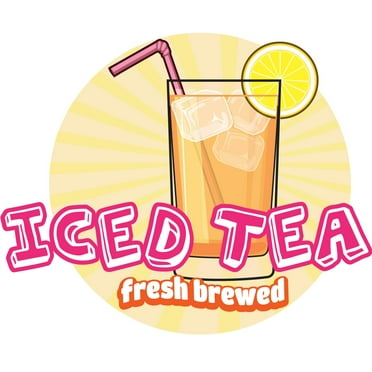 SignMission 8 in. Iced Tea Concession Decal Sign with Cart Trailer Stand Sticker Equipment