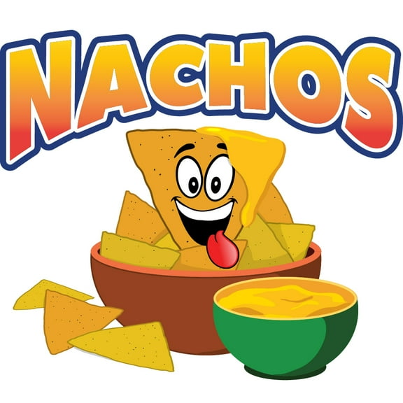 SignMission 8 in. Nachos Concession Decal Sign with Cart Trailer Stand Sticker Equipment