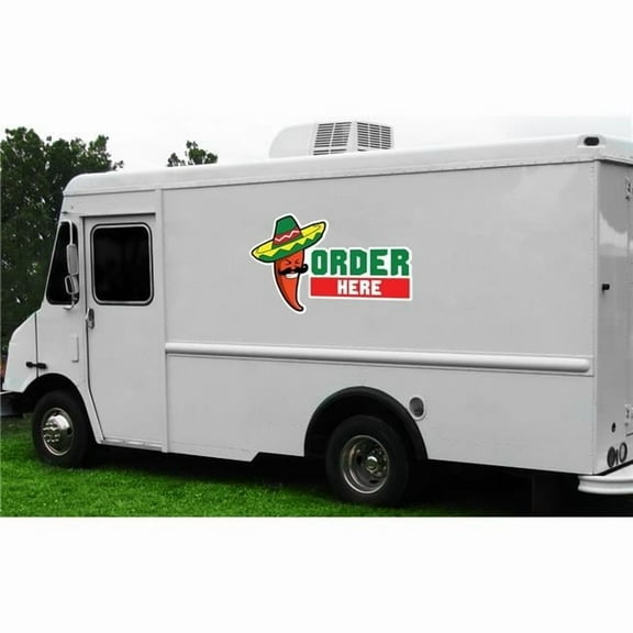 SignMission 8 in. Order Here Concession Decal Sign - Cart Trailer Stand Sticker Equipment