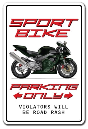 Motocycle Rider Sign SPORT BIKE parking Aluminum Sign motorcycle cycle rider biker helmet ...