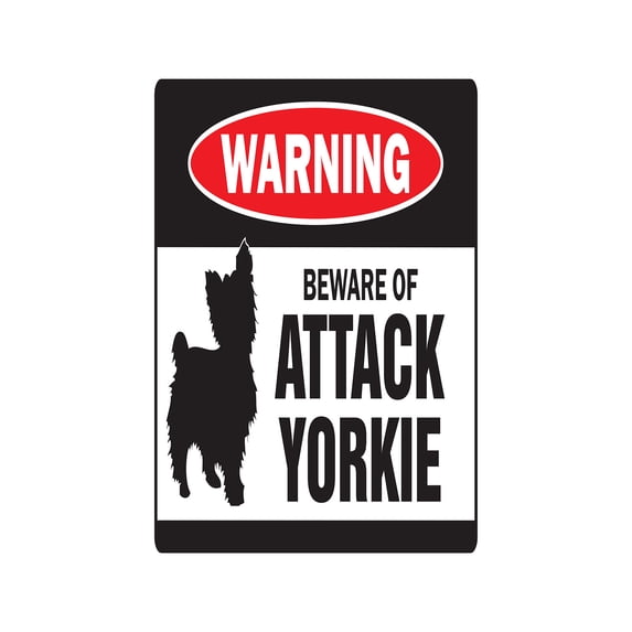 SignMission W-Beware Of Attack Yorkie 8 x 12 in. Beware of Attack Yorkie Warning Sign