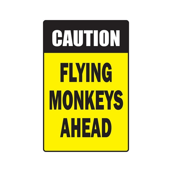 SignMission 8 x 12 in. Caution Flying Monkeys Ahead Decal - Animalparking