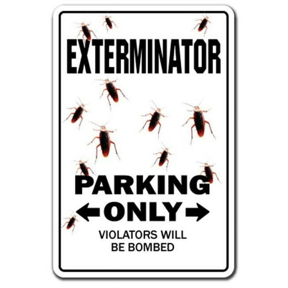 SignMission 8 x 12 in. Exterminator Decal - Parking Bugs Pest Control Bug Guy Insects Termites