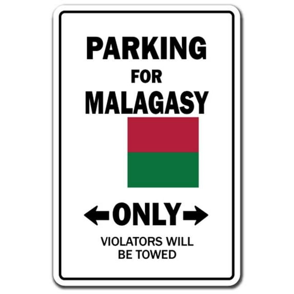 SignMission 8 x 12 in. Parking for Malagasy Only Decal - Madagascar Flag National Pride Love