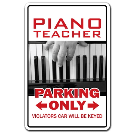 SignMission 8 x 12 in. Piano Teacher Decal - Parking Instructor Lessons Music Student School Band