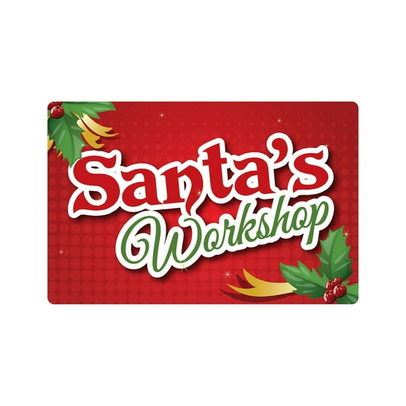 SANTA'S WORKSHOP Decal santa christmas season presents holiday | Indoor/Outdoor | 12" Tall