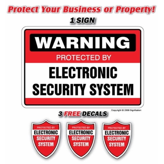 SECURITY SYSTEM SIGNS ~1 Sign & 3 Free Decals~ alarm | Indoor/Outdoor ...