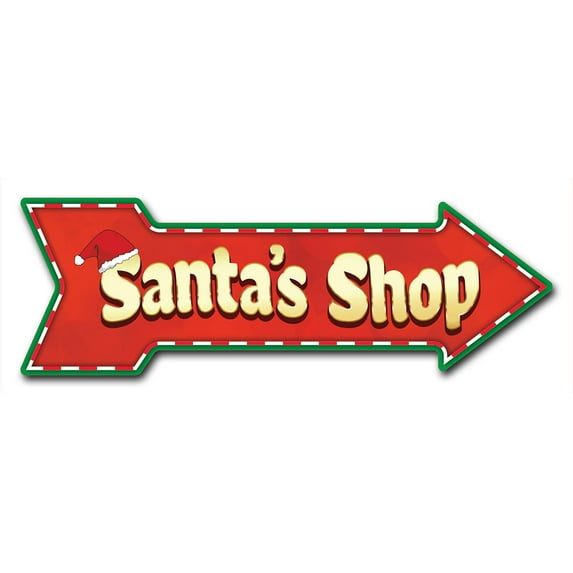 SignMission 8 x 24 in. Indoor & Outdoor Decor Direction Sticker Vinyl Wall Decals - Santas Shop - 24 in.