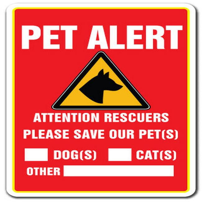SignMission 9 in. Pet Alert Decal - Save Our Pets Rescue Fire ...