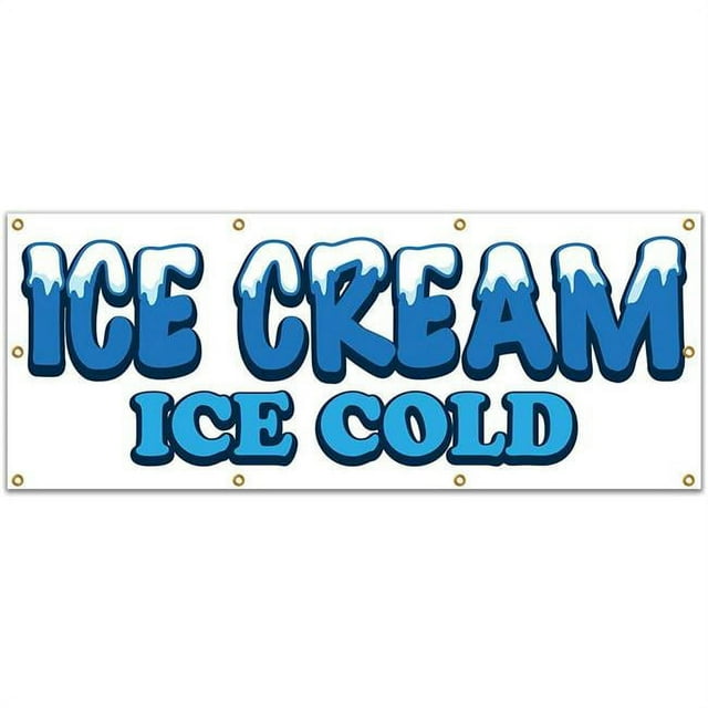 SignMission 96 in. Ice Cream Ice Cold Banner with Concession Stand Food ...