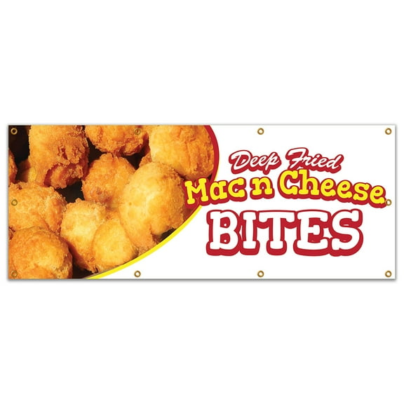 SignMission B-96 Mac N Cheese Bites19 96 in. Mac N Cheese Bites Banner with Concession Stand Food Truck Single Sided