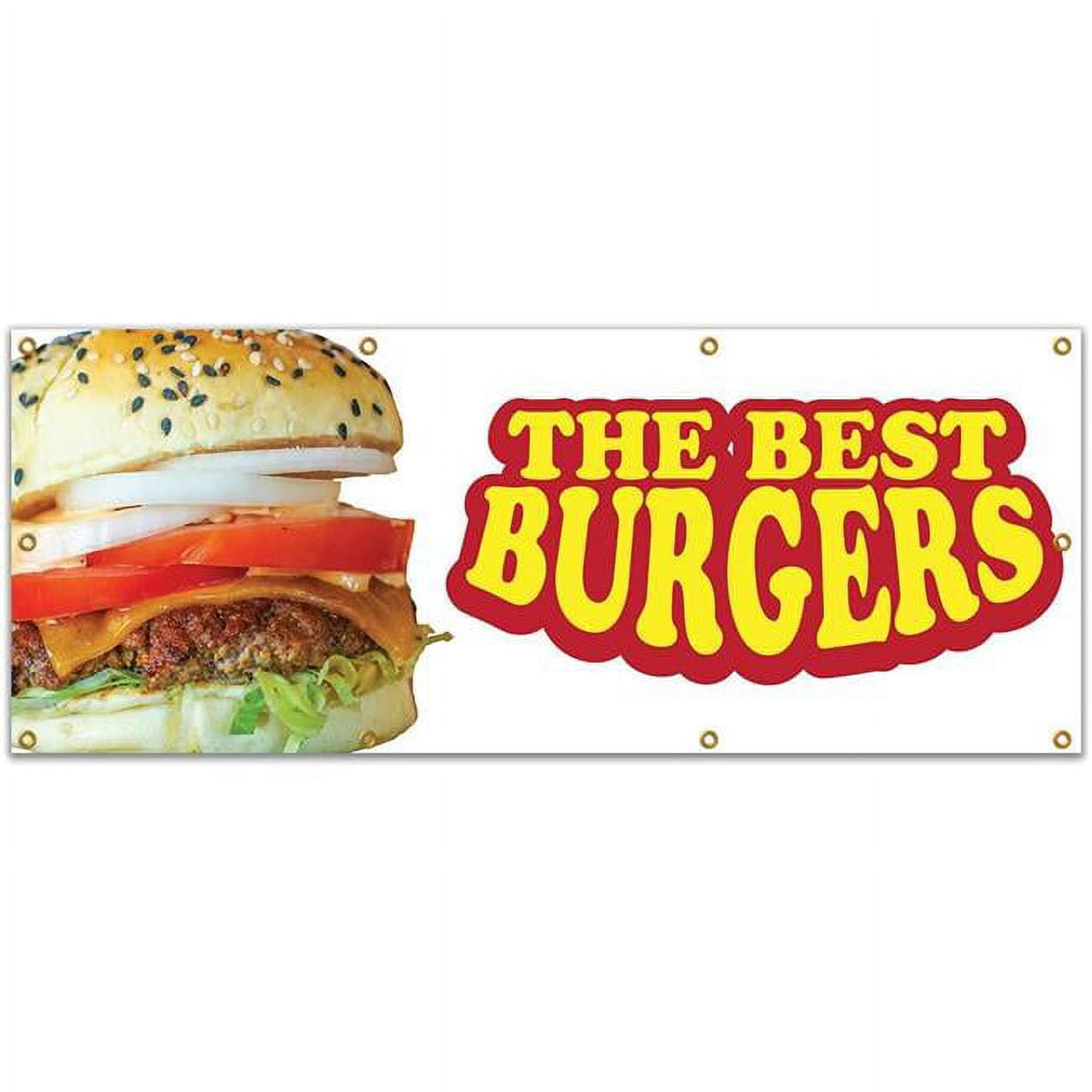 SignMission 96 in. The Best Burgers Banner with Concession Stand Food