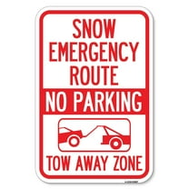 SignMission A-1218-22887 12 x 18 in. Aluminum Sign - Snow Emergency Route Tow Away Zone with Graphic