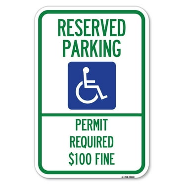 SignMission A-1218-23060 12 x 18 in. Aluminum Sign - Reserved Parking Permit Required Dollar 100 Fine