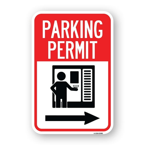 SignMission A-1218-23401 12 x 18 in. Aluminum Sign - Parking Permit with Right Arrow Symbol