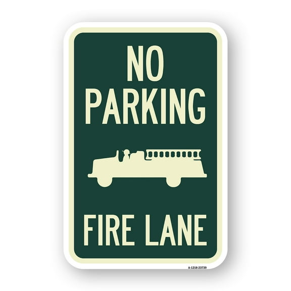 SignMission A-1218-23739 12 x 18 in. Aluminum Sign - No Parking Fire Lane with Fire Truck Symbol