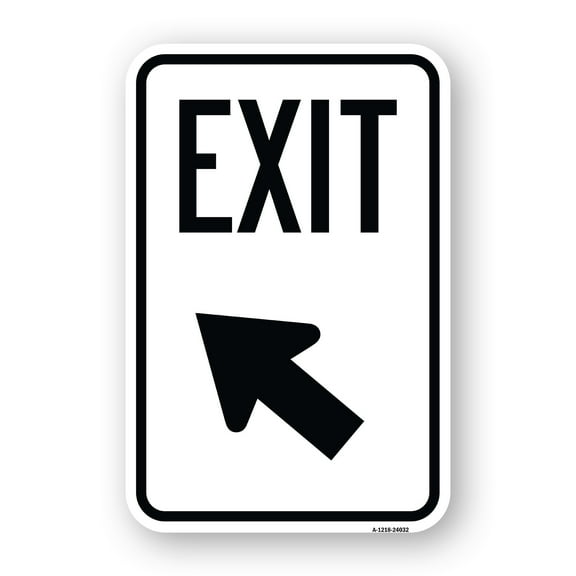 SignMission A-1218-24032 12 x 18 in. Aluminum Sign - Exit Sign Exit with Left Arrow