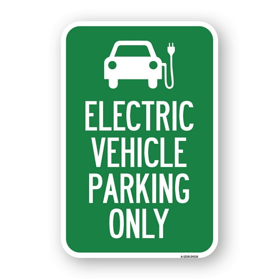 SignMission A-1218-24116 12 x 18 in. Aluminum Sign - Electric Vehicle Parking Only with Graphic