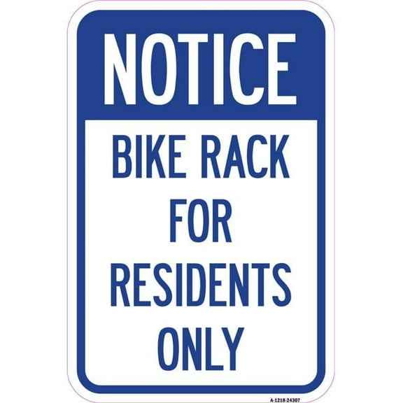 SignMission A-1218-24307 12 x 18 in. Aluminum Sign - Bike Rack for Residents Only