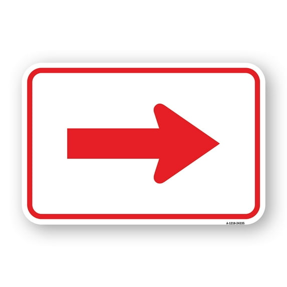 SignMission A-1218-24335 12 x 18 in. Aluminum Sign - Arrow, Red & White