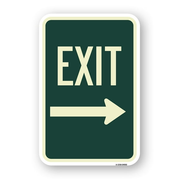 SignMission A-1218-24552 12 x 18 in. Aluminum Sign - Exit with Right Arrow