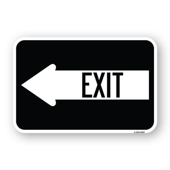 SignMission A-1218-24607 12 x 18 in. Aluminum Sign - Exit with Left Arrow