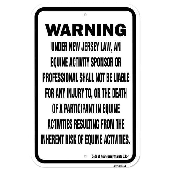 New Jersey Equine | 12" X 18" Heavy-Gauge Aluminum Rust Proof Parking Sign | Protect Your Business & Municipality | Made in The USA