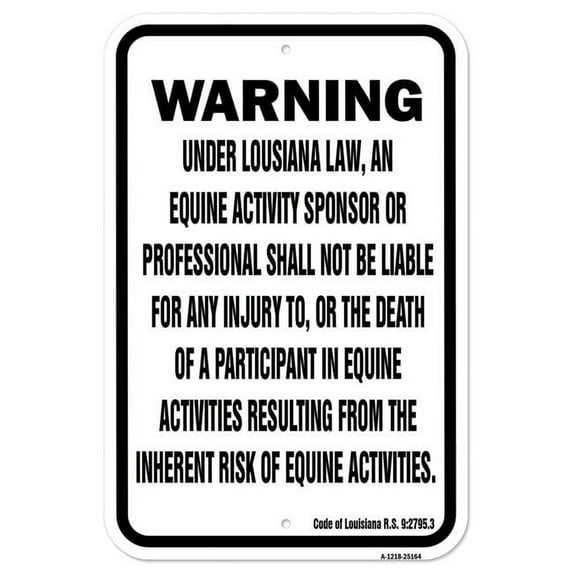 SignMission A-1218-25164 12 x 18 in. Aluminum Sign - Louisiana Equine