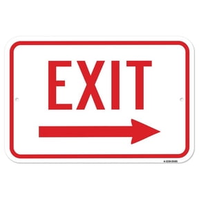 SignMission A-1218-25181 12 x 18 in. Aluminum Sign - Enter Exit Signs - Exit with Right Arrow Sign