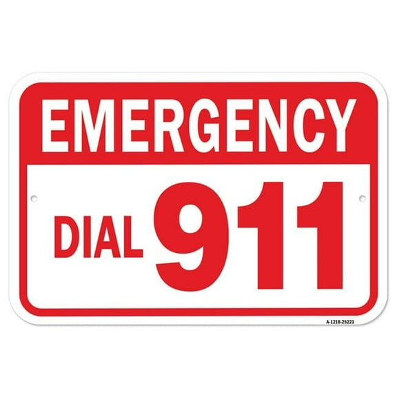 SignMission A-1218-25221 12 x 18 in. Aluminum Sign - Emergency Dial 911
