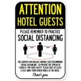 thumbnail image 1 of SignMission A-1218-25404 Public Safety Sign - Attention Hotel Guests Practice Social Distancing, 1 of 5