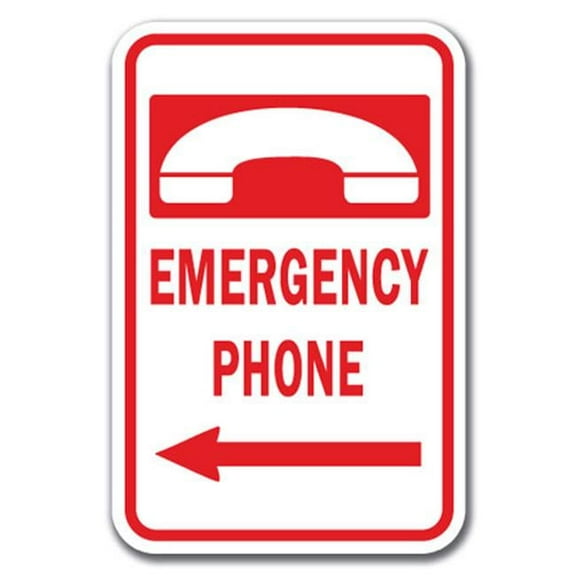SignMission A-1218 911 - Emergency Left 12 x 18 in. Emergency Phone with Left Arrow Heavy Gauge Aluminum Sign
