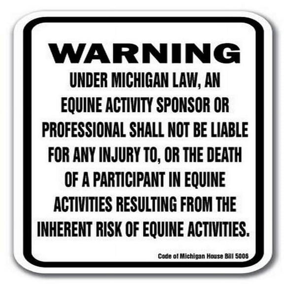 SignMission A-1218 Equine - Michigan 12 x 18 in. Heavy Gauge Aluminum Warning Sign - Michigan Equine