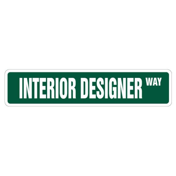 SignMission A-18-SS-Interior 4 x 18 in. Interior Designer Aluminum Street Sign - Novelty Decorator Asid Furniture Stylist