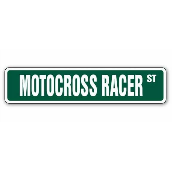 SignMission A-18-SS-Motocross Racer 4 x 18 in. Motocross Racer Aluminum Street Sign - Dirt Bike Motorcycle Cycle Racing