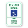 thumbnail image 1 of SignMission A-1824-23060 18 x 24 in. Aluminum Sign - Reserved Parking Permit Required Dollar 100 Fine, 1 of 4