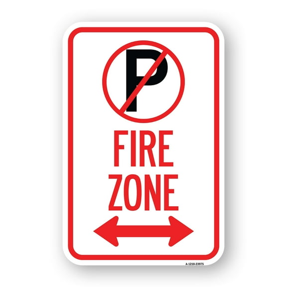 SignMission A-1824-23975 18 x 24 in. Aluminum Sign - Parking Sign - Fire Zone with No Parking Symbol & Arrow Pointing Left & Right