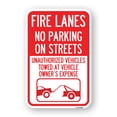 thumbnail image 1 of SignMission A-1824-23987 18 x 24 in. Aluminum Sign - Fire Lanes No Parking on Streets Unauthorized Vehicles Towed At Owner Expense with Graphic, 1 of 4