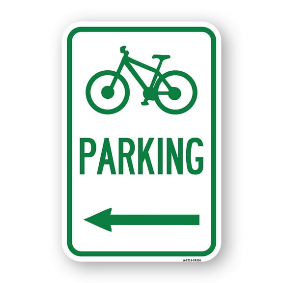 SignMission A-1824-24316 18 x 24 in. Aluminum Sign - Bicycle Symbol Parking & Left Arrow