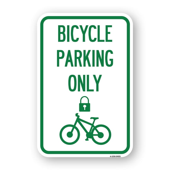 SignMission A-1824-24321 18 x 24 in. Aluminum Sign - Bicycle Parking Only with Cycle & Lock Symbol