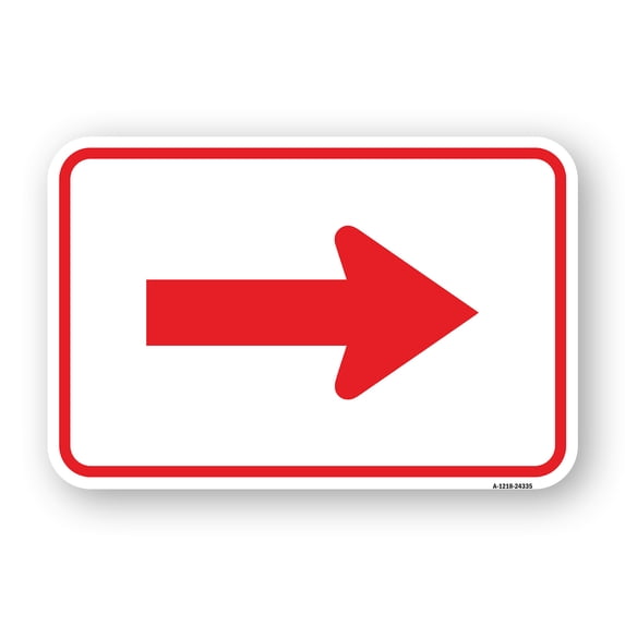 SignMission A-1824-24335 18 x 24 in. Aluminum Sign - Arrow, Red & White
