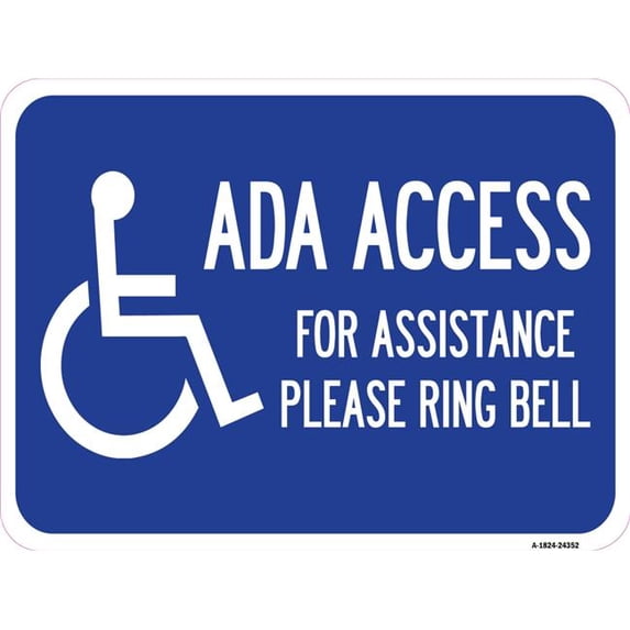 SignMission A-1824-24352 18 x 24 in. Aluminum Sign - Ada Access for Assistance Ring Bell with New Isa Symbol