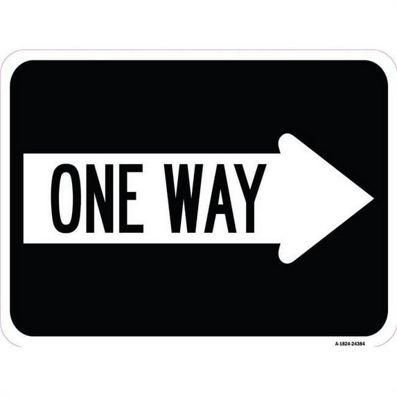 SignMission A-1824-24384 18 x 24 in. Aluminum Sign - One Way with Right Arrow