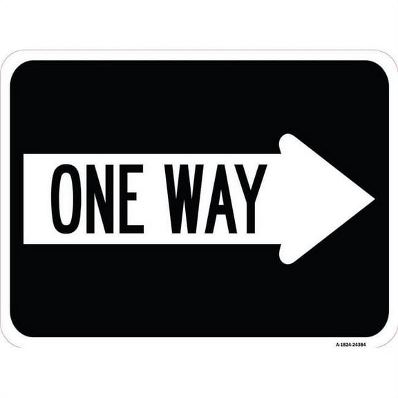 SignMission A-1824-24384 18 x 24 in. Aluminum Sign - One Way with Right Arrow