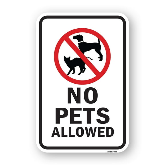 SignMission A-1824-24989 18 x 24 in. Aluminum Sign - Black Letters No Pets Allowed with Dog & Cat Image