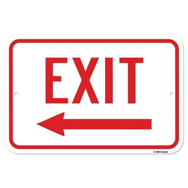 SignMission A-1824-25202 18 x 24 in. Aluminum Sign - Exit with Left Arrow