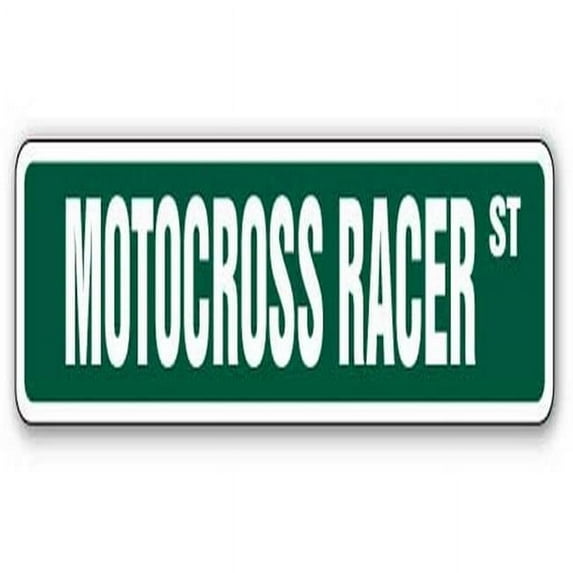 SignMission A-30-SS-Motocross Racer 30 in. Motocross Racer Aluminum Street Sign - Dirt Bike Motorcycle Cycle Racing