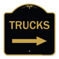 thumbnail image 1 of SignMission A-DES-BG-1818-22780 18 x 18 in. Designer Series Sign - Trucks Sign Trucks with Right Arrow, Black & Gold, 1 of 4